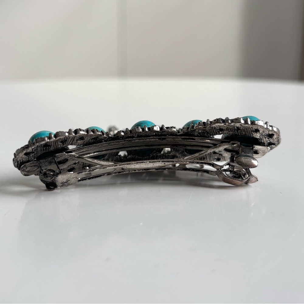 Free People Faux Turquoise Dangle Chain Barrette Hair Clip - Picture 4 of 8